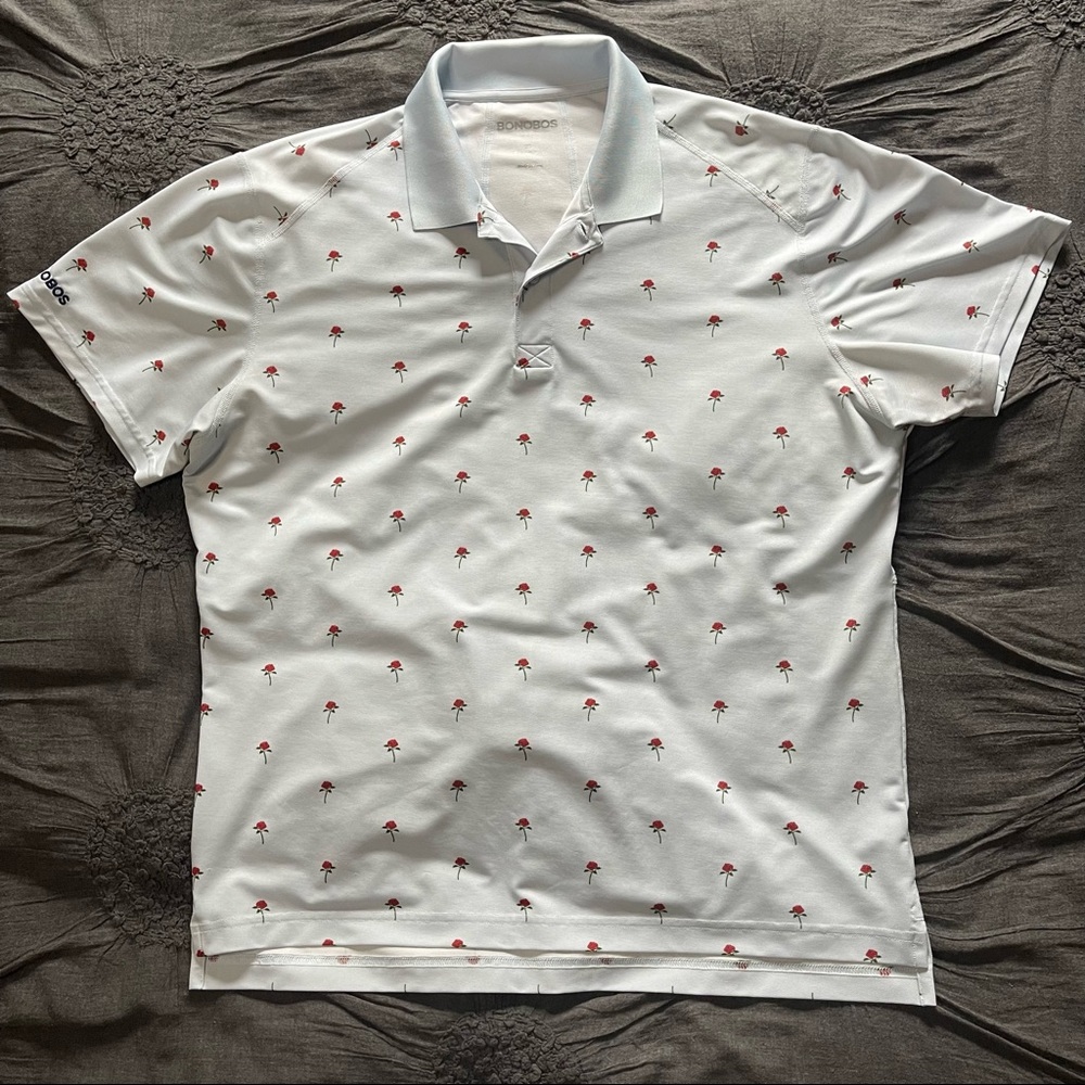BONOBOS XL Slim Fit Light Blue Rose M-Flex Golf Shirt